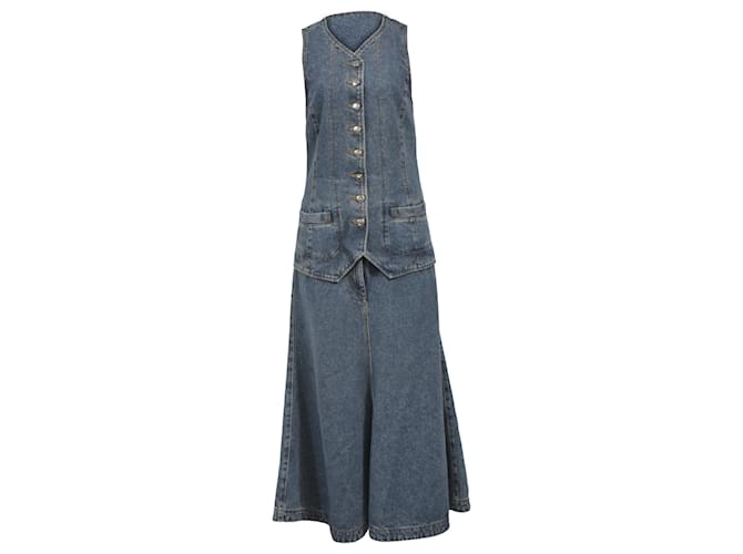 Chloé Denim Midi Dress in Blue Cotton Light blue ref.1561317