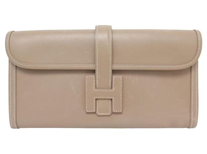 Hermès HERMES JIGE ELAN 29 SWIFT LEATHER BEIGE HAND BAG CLUTCH ref