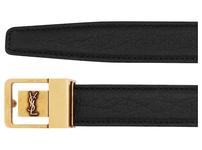 Saint Laurent THIN BELT LA 66 WITH HAMMERED LAMB LEATHER
