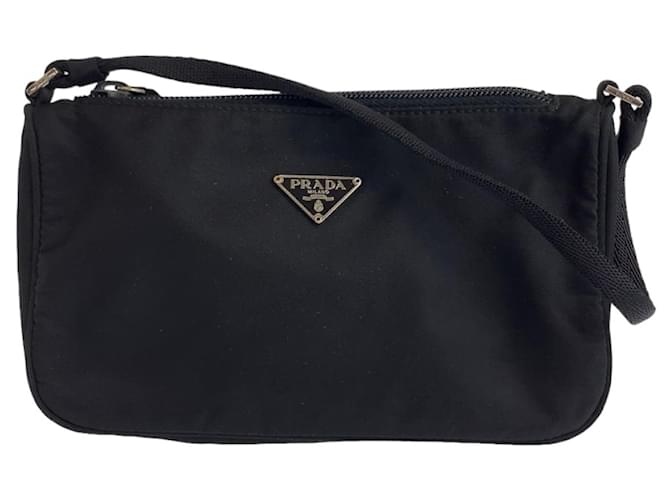 Prada Nylon Tessuto Triangle Logo Handbag Black Cloth ref