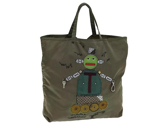 バッグ 00s prada totebag nylon khaki robot y2k Prada Robot Tote Bag Nylon Khaki Green ref.1570283 - Joli Closet