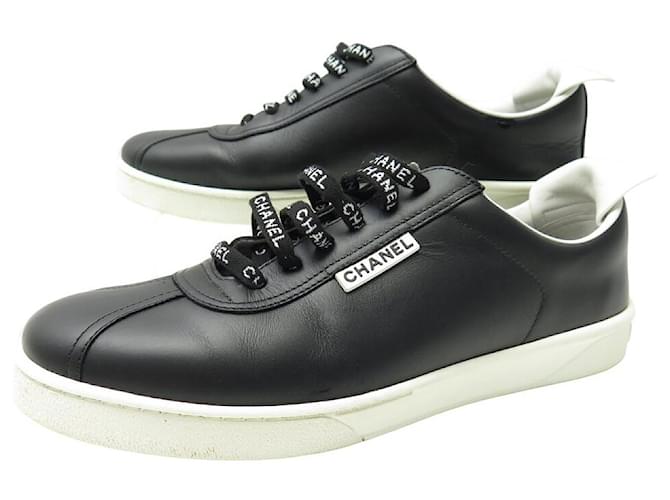 CHANEL SHOES BASKETS G34085 40 IN BLACK LEATHER ref.JC1571335