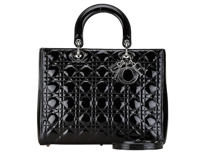 Autre Marque Dior Lady Dior Handbag Black Patent Leather in Very