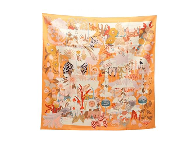 Hermès Hermes Carre 90 Precious Paradise Apricot Scarf Multiple