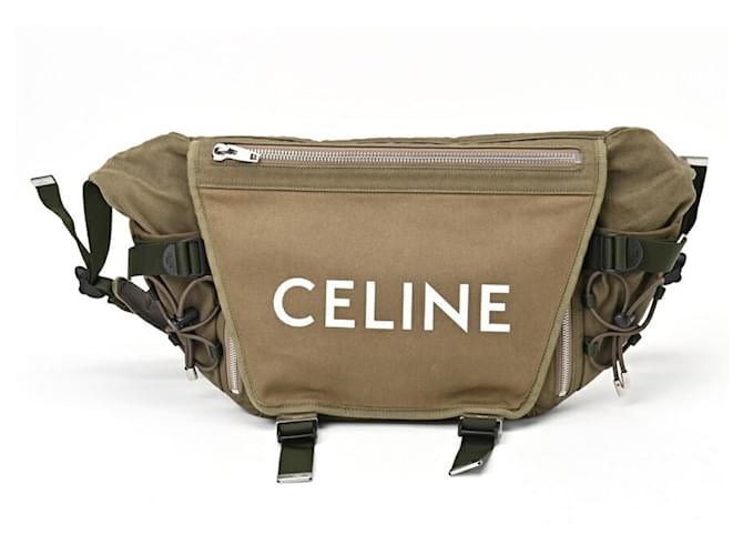 Céline Celine Medium Trekking Messenger Bag Khaki Nylon ref