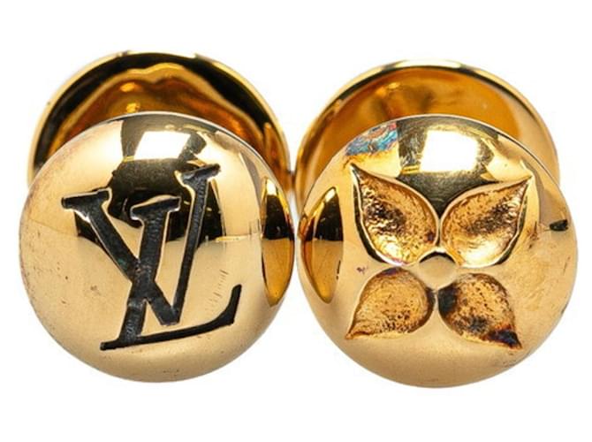 Louis Vuitton Monogram Button Cufflinks Golden Gold-plated