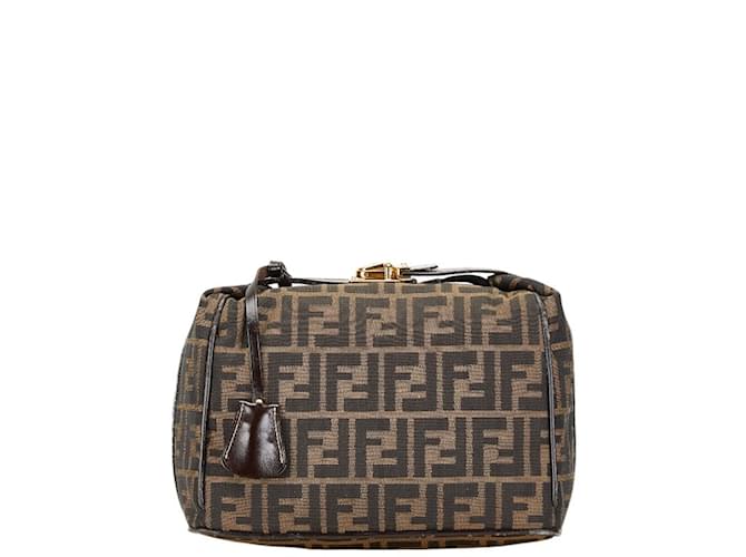 バッグ FENDI Zucca Vanity Bag Makeup Pouch FENDI Pouch Vanity bag Zucca canvas/leather Brown Women Second