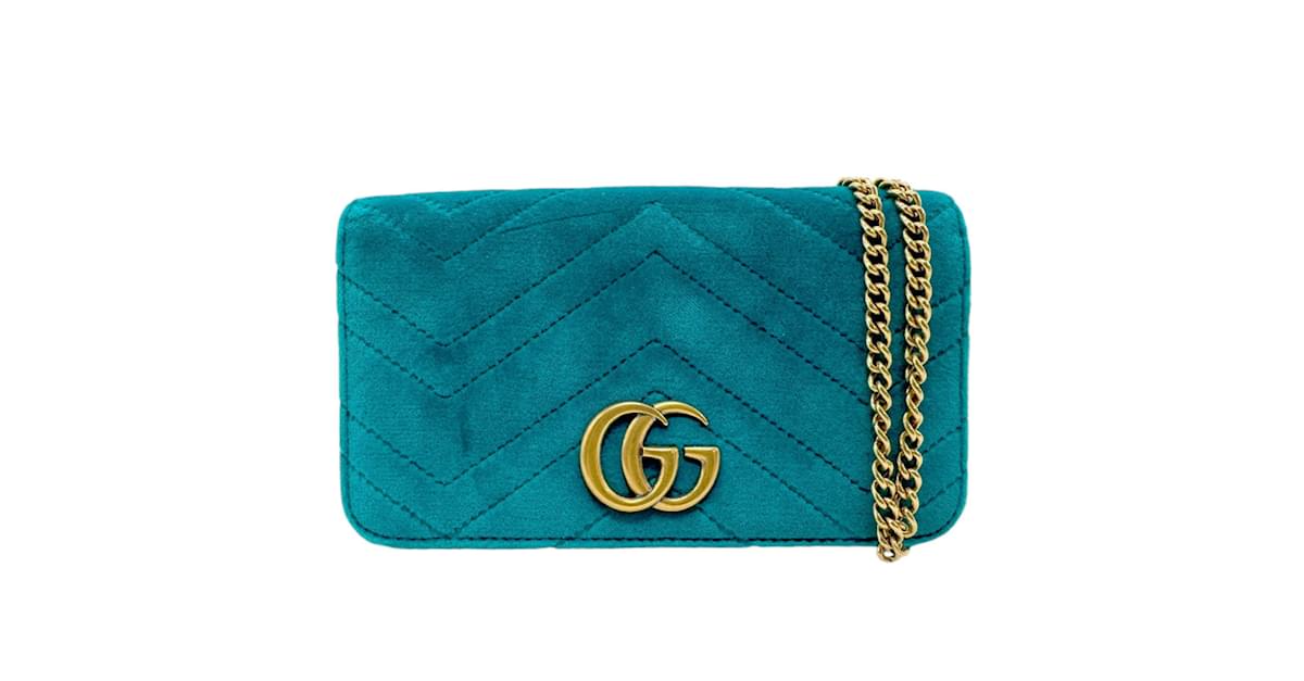 Gucci marmont teal velvet sale