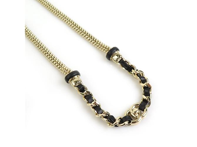Chanel Coco Mark Necklace Black Golden Leather Metal ref.JC1580153
