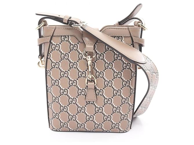 Gucci GG Shadow Bucket Shoulder Bag Beige Leather ref.JC1581150