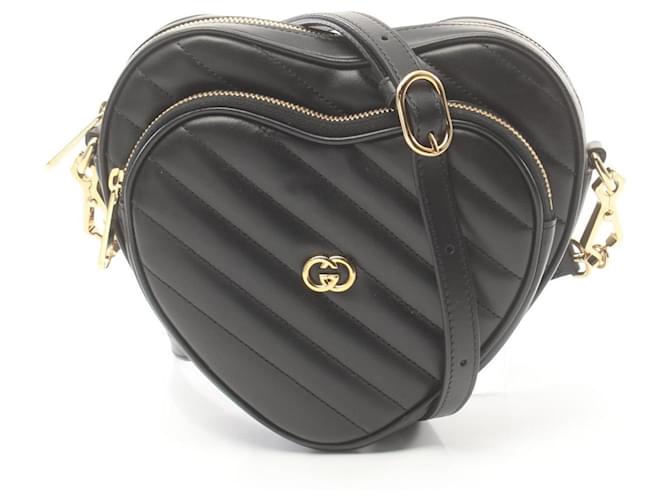 GUCCI Interlocking G Shoulder Bag Black Leather ref.JC1581351