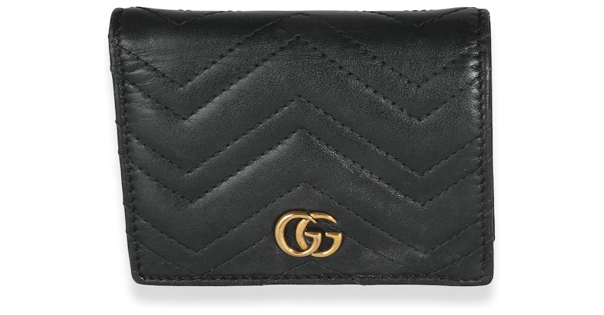 Gucci Black Matelasse GG Marmont Card Case Wallet Leather ref.1582629 Joli Closet