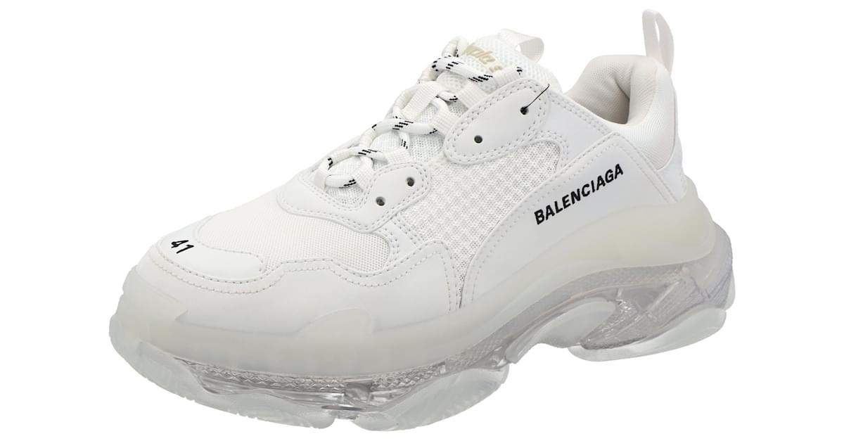 Sneaker Triple S con suola trasparente da uomo Balenciaga bianche Bianco Poliestere ref.1584860 Joli Closet