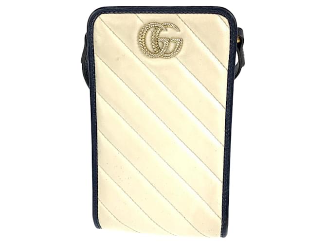 Gucci Leather GG Marmont Shoulder Bag Phone Case Blue
