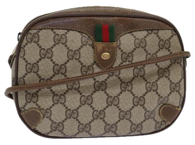 GUCCI GG Supreme Web Sherry Line Shoulder Bag PVC Beige Red