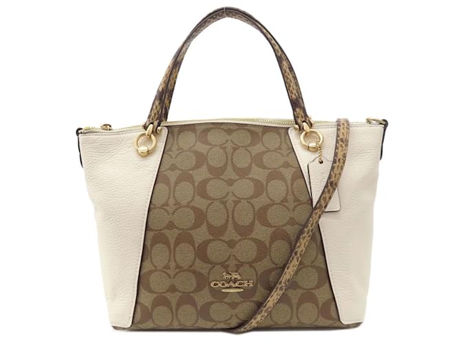 Coach C7261 Signature Handbag Brown White Leather Plastic ref