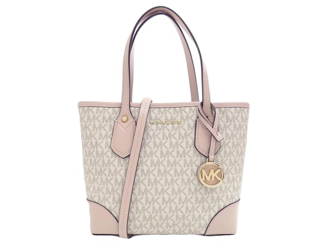 Michael Kors MK Signature Handbag Pink White Plastic