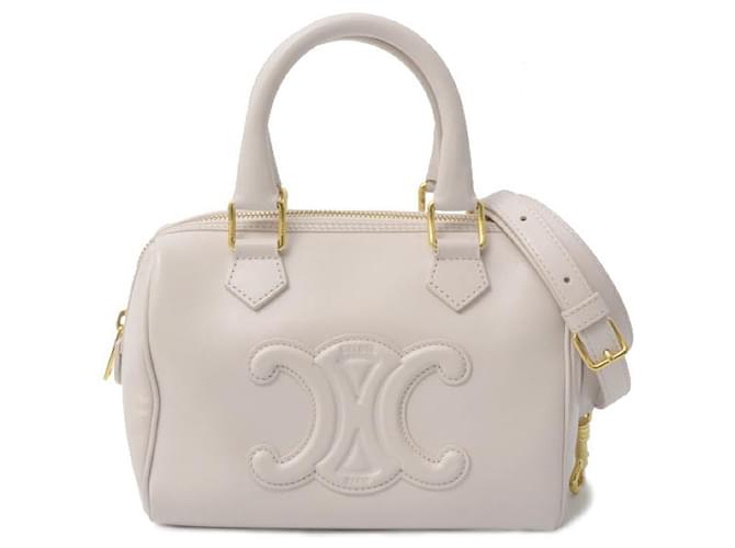 Céline Celine Calfskin Small Boston Bag Handbag Brown Beige