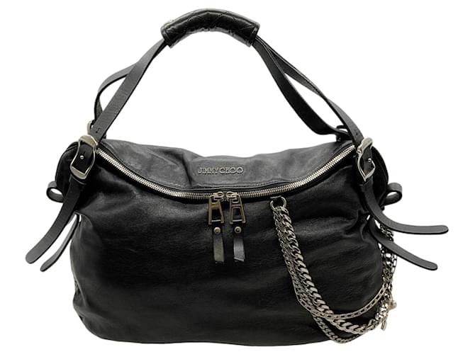 バッグ Jimmy choo Biker Chain Leather Bag BLK retour* Jimmy Choo Black Biker Chain Hobo Bag ○ Labellov