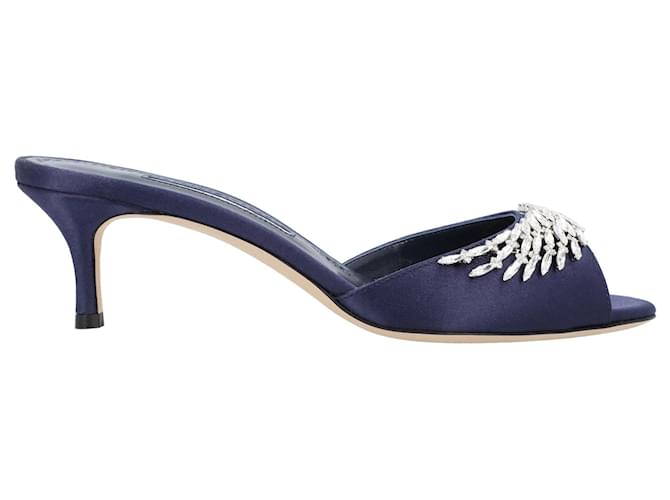 Mule Azul Manolo Blahnik Lumada Fabio 050 Seda ref.1594846