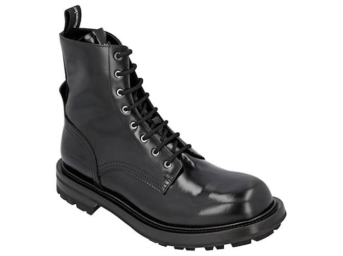 Alexander McQueen Smooth leather combat boots Black ref.1595019