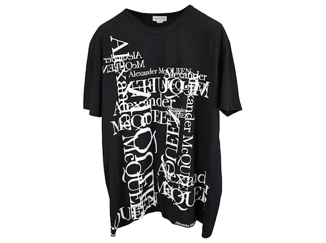 ★alexander mcqueen★ Stamp Logo Print Short Sleeve T-Shirt Alexander McQueen Logo graffiti-print t-shirt | Black | FARFETCH