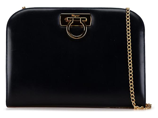Salvatore Ferragamo Blue Ferragamo Leather Gancini Chain