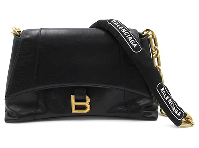 Black Balenciaga Small Downtown Chain Shoulder Bag Leather