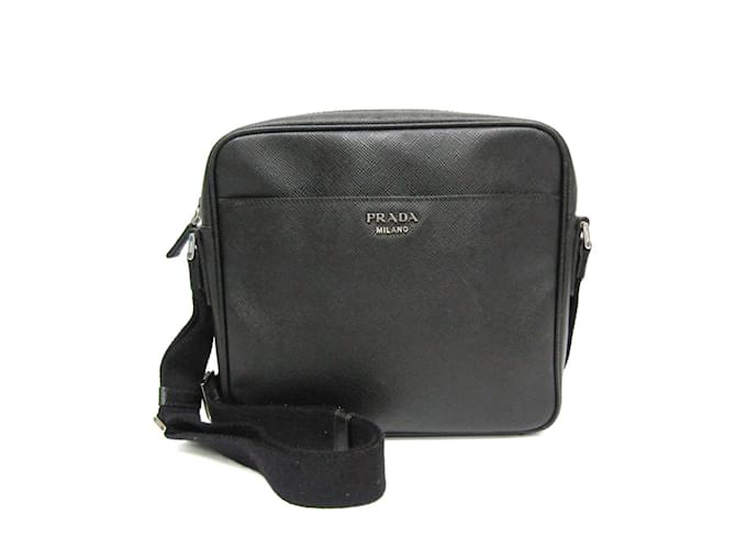 Borsa a spalla in pelle Saffiano per uomo Prada Nero