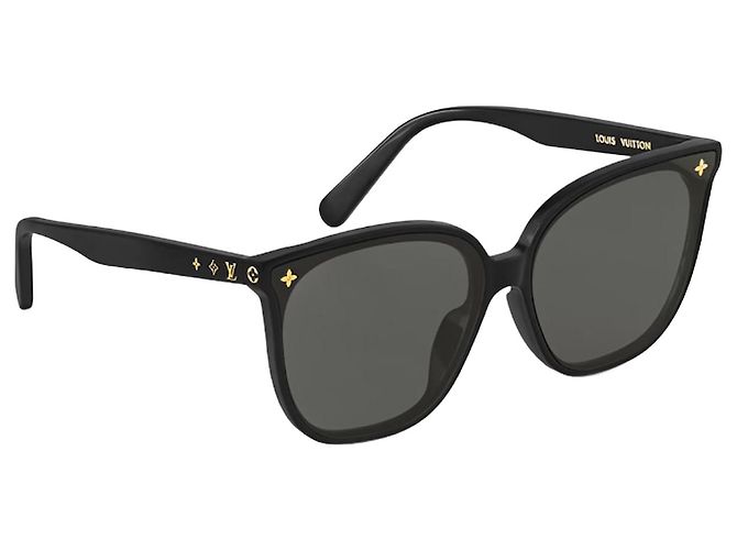 Louis Vuitton Women’s Black Sunglasses with Gold Accent Elegant Oversized Frame Louis Vuitton Sunglasses Women Black Square Gold Luxury  main image 2
