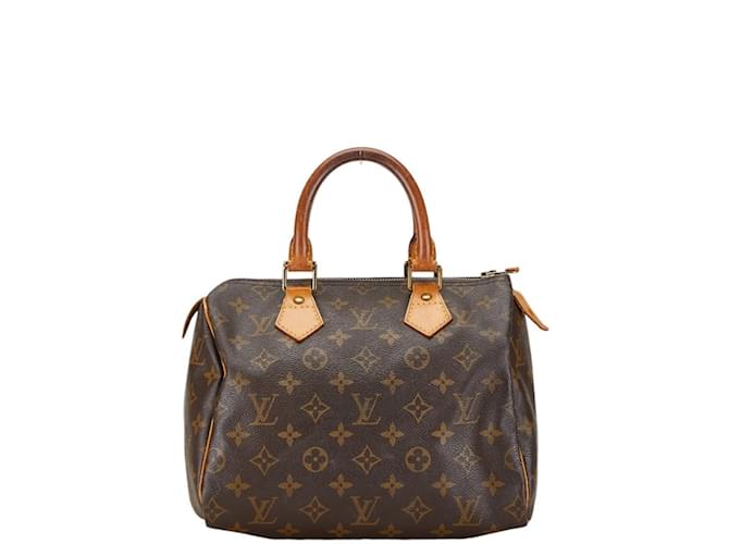 Louis Vuitton Monogram Speedy 25 Boston Bag Brown Leather Plastic