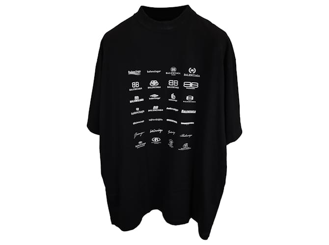 Balenciaga Archives Logo T-shirt in Black Cotton ref.JC1600774