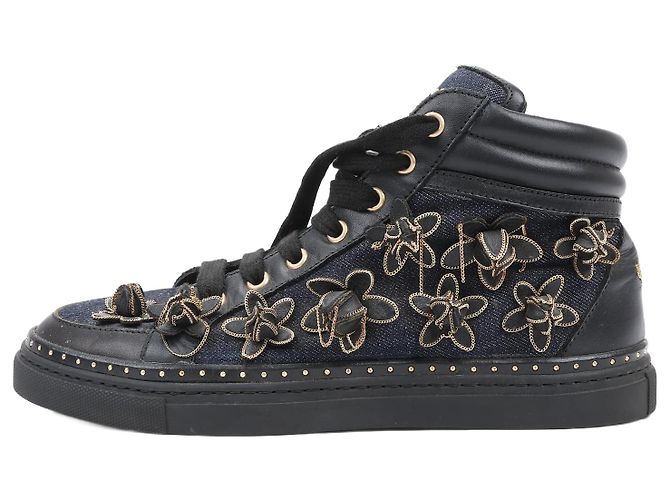 Dsquared2 Floral High-Top Sports Sneakers Black x Gold in  display picture 3