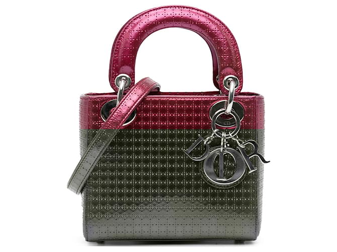 Red Patent Dior Sac Lady Dior Dior Pink Mini Patent Microcannage