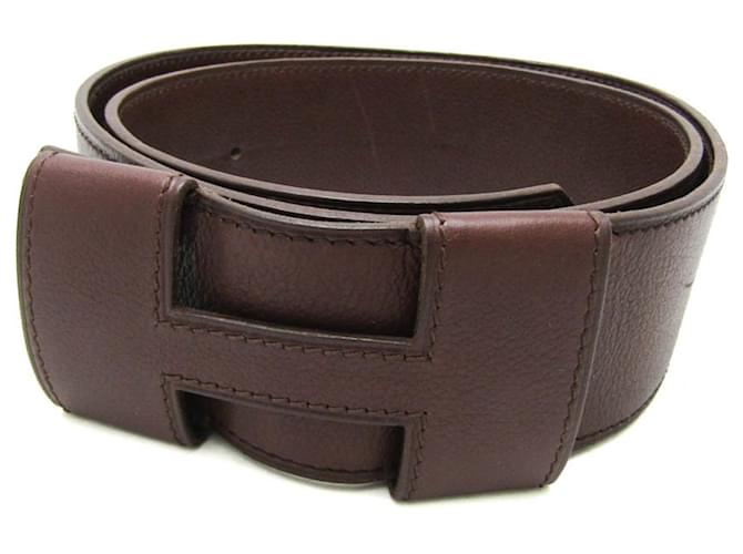 Hermès Hermes H-belt Men's Leather Standard Belt Dark brown ref