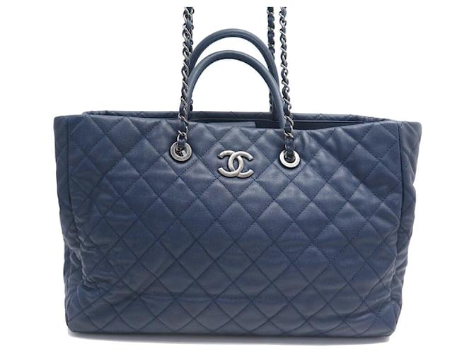 CHANEL COCO HANDLE QUILTED LEATHER BLUE HAND BAG PURSE Navy blue