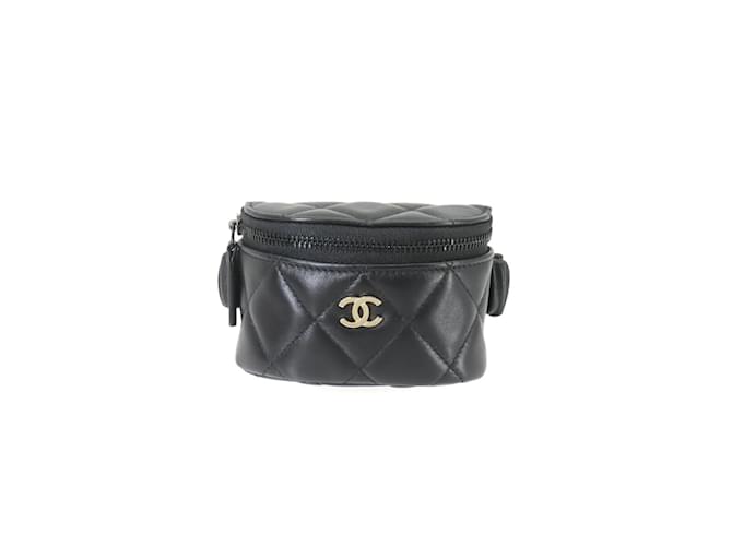 Chanel Matelasse Arm Coin Purse Black Leather Joli