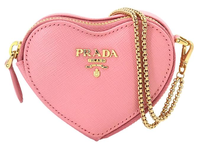Leather Handbag Pink Prada Heart Bag Prada Saffiano Heart Chain
