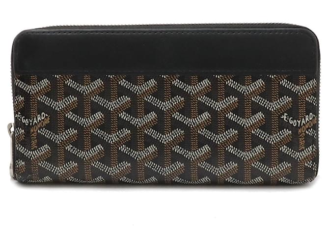 Goyard Matignon Zip GM Round Long Wallet Brown Black Leather