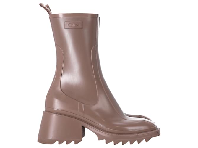 Stivali da pioggia Chloé Betty in gomma beige Di gomma