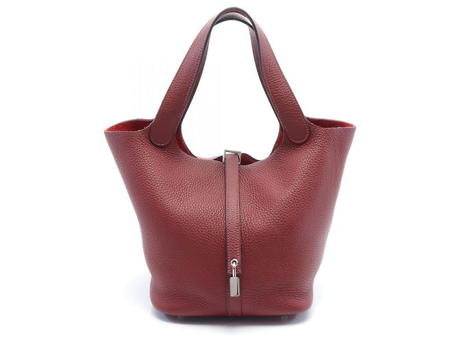Red 4574 Hermès Hermes Picotin Lock MM Leather Handbag Red ref.1615341 - Joli Closet