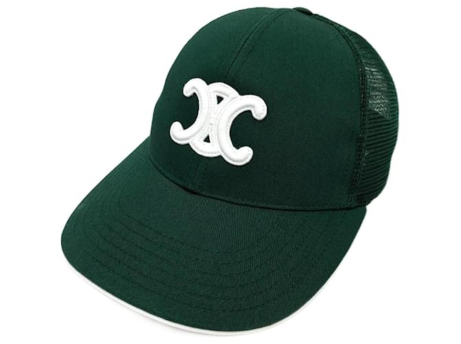Céline Celine Triomphe Baseball Cap Green Cotton
