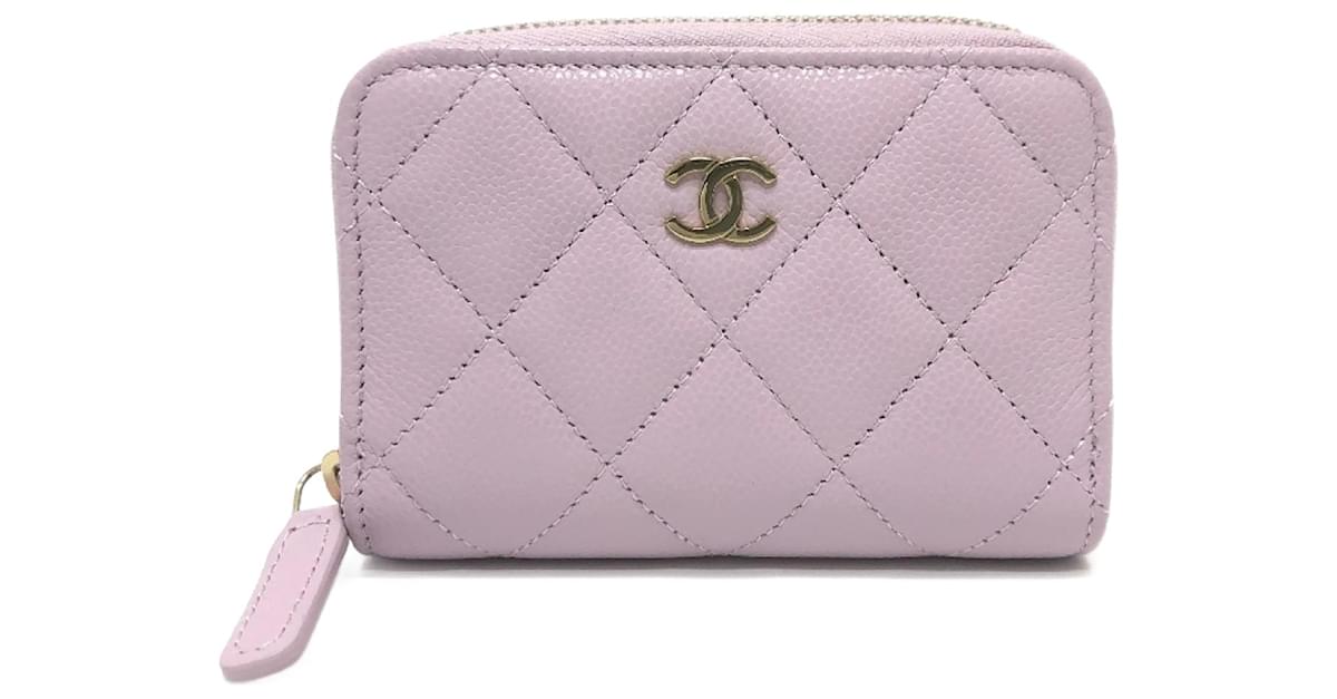 Chanel caviar lavender zip retailer wallet