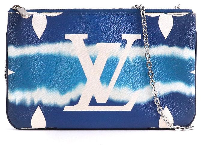 LOUIS VUITTON - Louis Vuitton Double Zip Pouch in Blue Escale