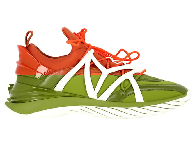 VipSale★Jimmy Choo COSMOS JC エンブレム スニーカー A.Orange Amber Orange Leather and Neoprene Low-Top Trainers | COSMOS