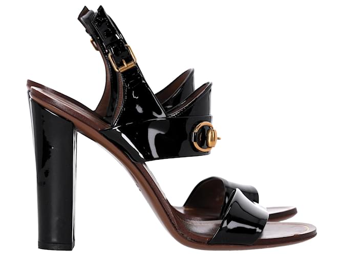 Patent Leather Gucci Leather Sandal Heel Gucci Horsebit Open-Toe