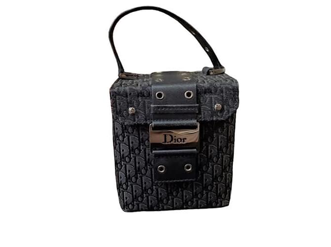 Christian Dior Trotter Vanity Bag Black Leather Cloth ref.1617769