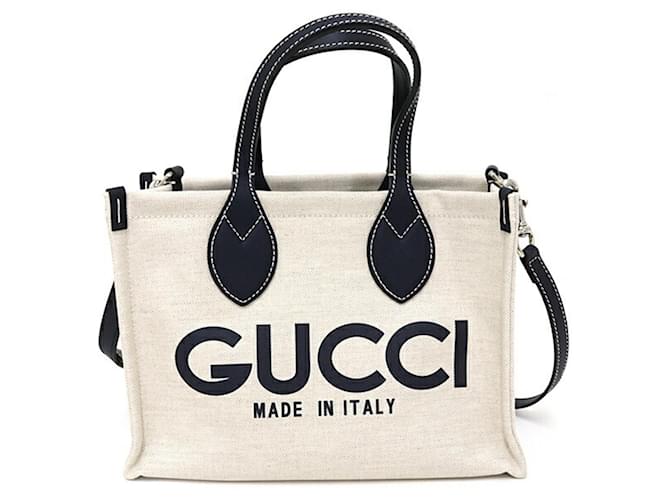GUCCI made in italy ショルダートートバッグ Gucci Limited Edition GUCCI Print Tote Bag Beige Navy blue Leather