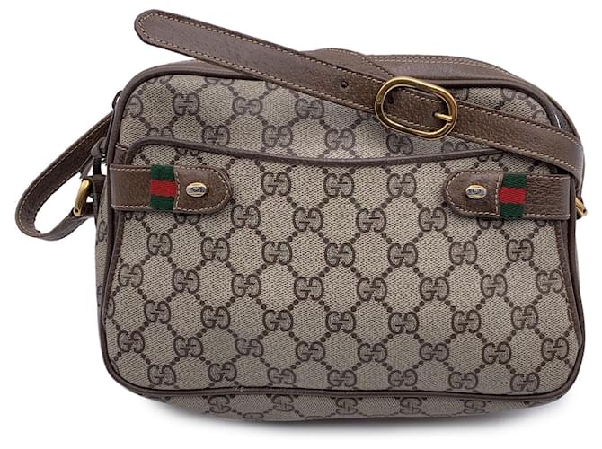 Gucci Vintage GG Monogram Canvas Double Zip Crossbody Bag