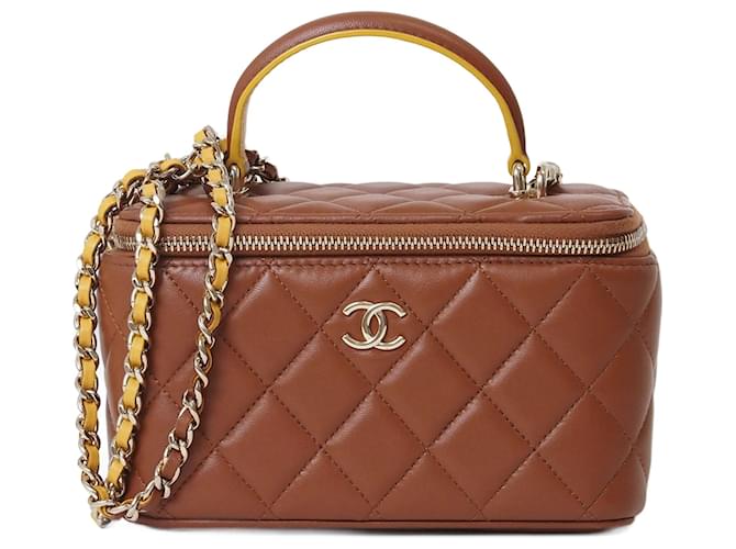 Chanel Vanity Chain Shoulder Bag Brown Leather ref.1619109 - Joli